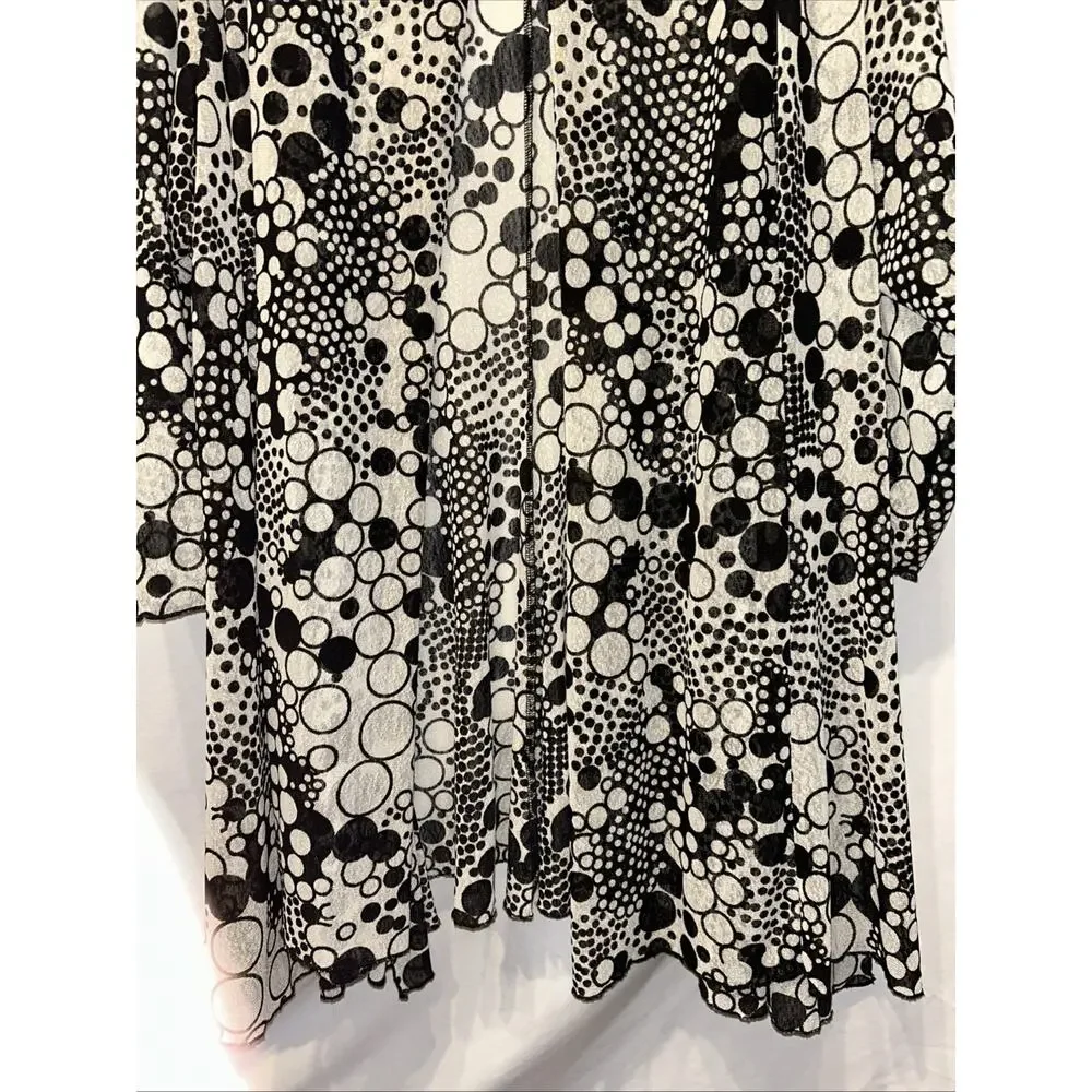 Ali Miles Cardigan Womens Plus 3X Black White Sheer Mesh Sweater Lightweight - Picture 4 of 13